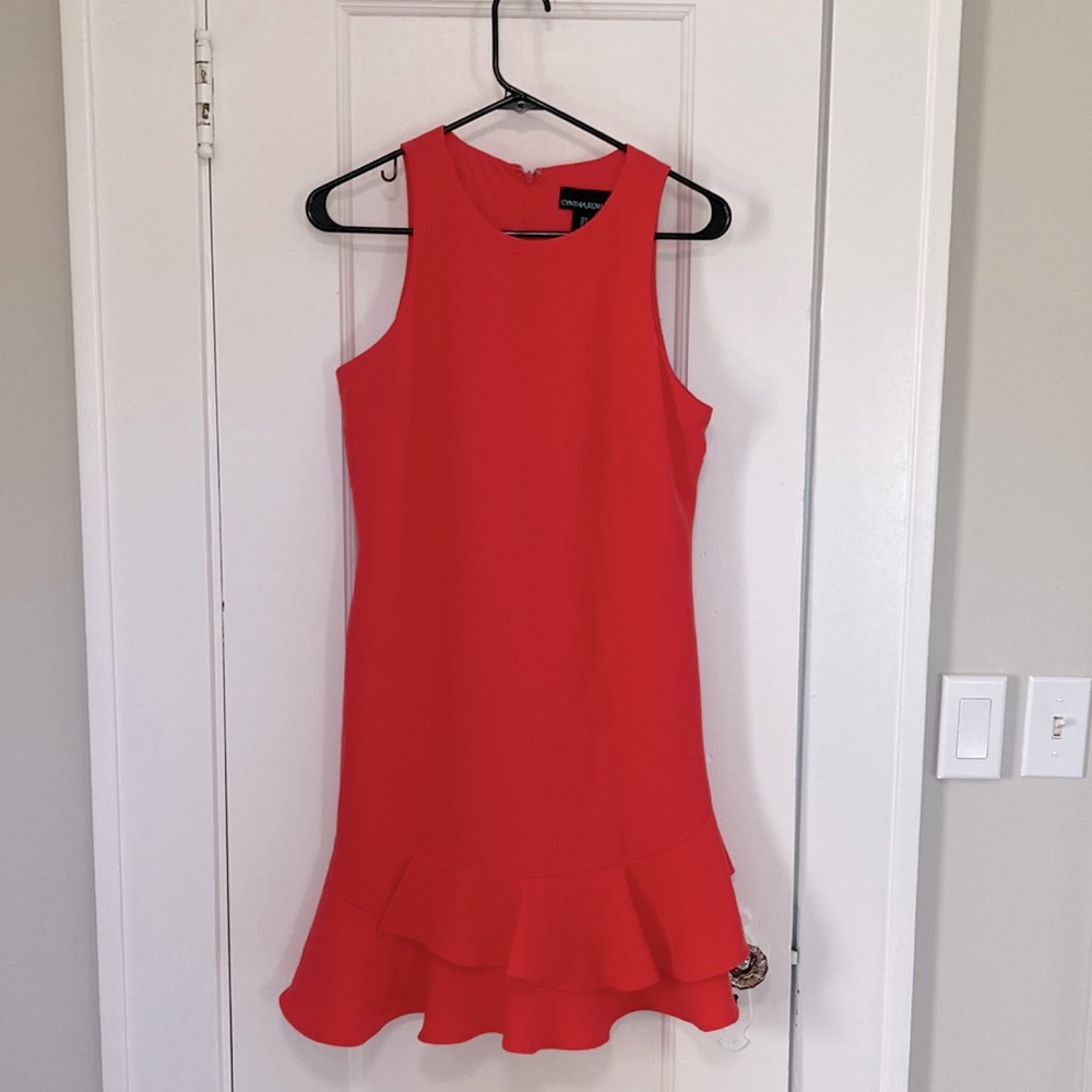 Coral ruffle dress